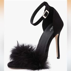Elegant Black Feathered Heels